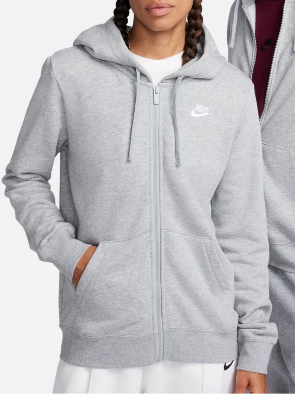 Nike Sportswear Club Fleece Full-Zip Hoodie Sweatshirt - Medium - Heather Grey
